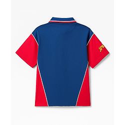 Pine Kids Marvel Terry Knit Half Sleeves Cut & Sew Polo T-Shirt with Spider-Man Graphic - Blue & Red