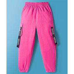 Pine Kids Disney Single Jersey Knit Drop Shoulder Half Sleeves Cut & Sew T-Shirt with Joggers Set With Minnie Mouse Graphics - Pink & White