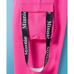 Pine Kids Disney Single Jersey Knit Drop Shoulder Half Sleeves Cut & Sew T-Shirt with Joggers Set With Minnie Mouse Graphics - Pink & White