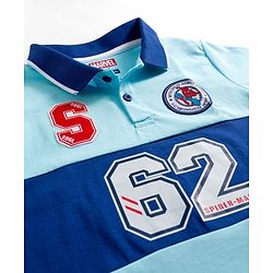Pine Kids Marvel 100% Cotton Knit Half Sleeves Cut & Sew Polo T-Shirt With Front & Back Spiderman Graphics - Blue