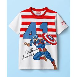 Pine Kids Marvel Single Jersey Knit Half Sleeves T-Shirt with Captain America Graphic - White