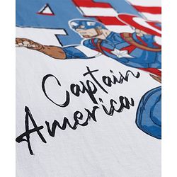 Pine Kids Marvel Single Jersey Knit Half Sleeves T-Shirt with Captain America Graphic - White