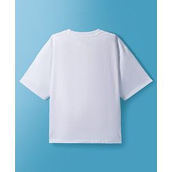 Pine Kids Marvel Single Jersey Single Jersey Drop Shoulder Half Sleeves T-Shirt with Spider-Man Graphic - White