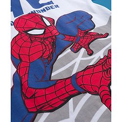 Pine Kids Marvel Single Jersey Single Jersey Drop Shoulder Half Sleeves T-Shirt with Spider-Man Graphic - White