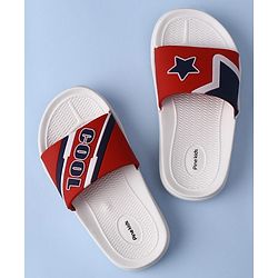 Pine Kids Slip On Sliders with Star Applique - White