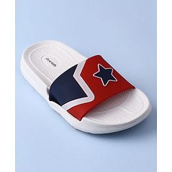 Pine Kids Slip On Sliders with Star Applique - White