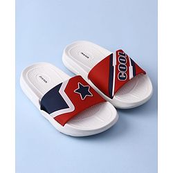 Pine Kids Slip On Sliders with Star Applique - White