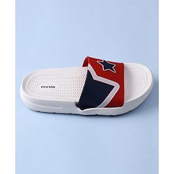 Pine Kids Slip On Sliders with Star Applique - White