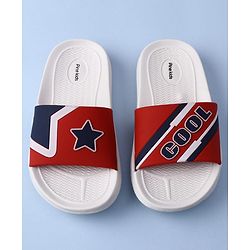 Pine Kids Slip On Sliders with Star Applique - White