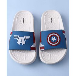 Pine Kids Marvel Slip On Flip Flops with Captain America Applique - Blue & White