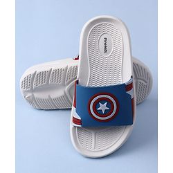 Pine Kids Marvel Slip On Flip Flops with Captain America Applique - Blue & White