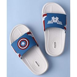 Pine Kids Marvel Slip On Flip Flops with Captain America Applique - Blue & White
