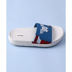 Pine Kids Marvel Slip On Flip Flops with Captain America Applique - Blue & White