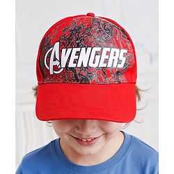 Pine Kids Marvel Cotton Woven Summer Cap With Avengers Graphics Red - Diameter 13.6 cm