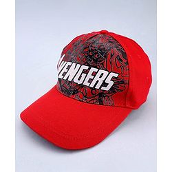 Pine Kids Marvel Cotton Woven Summer Cap With Avengers Graphics Red - Diameter 13.6 cm
