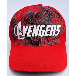 Pine Kids Marvel Cotton Woven Summer Cap With Avengers Graphics Red - Diameter 13.6 cm