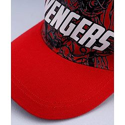 Pine Kids Marvel Cotton Woven Summer Cap With Avengers Graphics Red - Diameter 13.6 cm