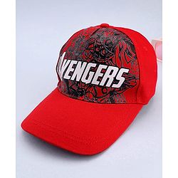 Pine Kids Marvel Cotton Woven Summer Cap With Avengers Graphics Red - Diameter 13.6 cm