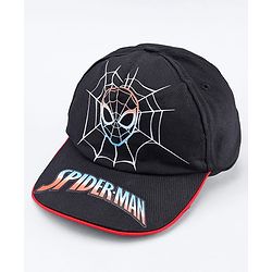 Pine Kids Marvel Cotton Woven Summer Cap with Spider Man Graphic Black - Diameter 17 cm
