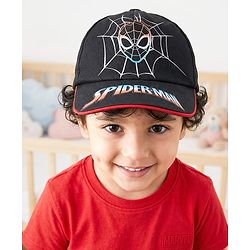 Pine Kids Marvel Cotton Woven Summer Cap with Spider Man Graphic Black - Diameter 17 cm
