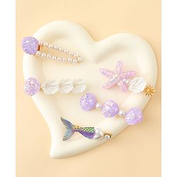 Pine Kids Hair Pins And Clips With Pearls & Sea Life Applique Pack of 5 - Purple