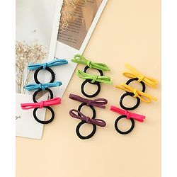 Pine Kids Hair Rubber Bands with Bow Pack of 5 Free Size - Multicolor