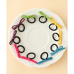 Pine Kids Hair Rubber Bands with Bow Pack of 5 Free Size - Multicolor