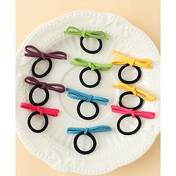 Pine Kids Hair Rubber Bands with Bow Pack of 5 Free Size - Multicolor