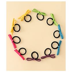 Pine Kids Hair Rubber Bands with Bow Pack of 5 Free Size - Multicolor