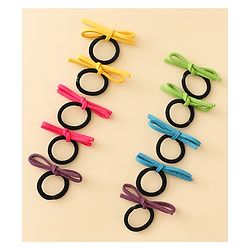 Pine Kids Hair Rubber Bands with Bow Pack of 5 Free Size - Multicolor
