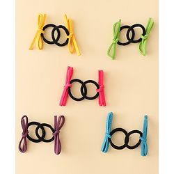 Pine Kids Hair Rubber Bands with Bow Pack of 5 Free Size - Multicolor