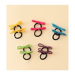 Pine Kids Hair Rubber Bands with Bow Pack of 5 Free Size - Multicolor