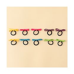 Pine Kids Hair Rubber Bands with Bow Pack of 5 Free Size - Multicolor