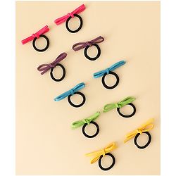 Pine Kids Hair Rubber Bands with Bow Pack of 5 Free Size - Multicolor