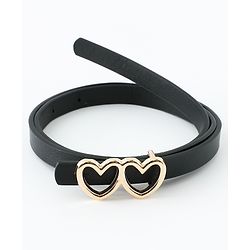 Pine Kids Belt with Heart Shape Buckle - Black