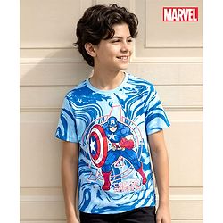 Pine Kids Marvel Single Jersey Knit Half Sleeves T-Shirt with Captain America Graphic - Multicolor
