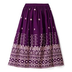 Pine Kids Woven Half Sleeves Lehenga Choli Set With Floral Embroidery & Dupatta - Wine