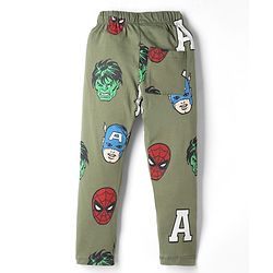 Pine Kids Marvel Single Jersey Knit Full Sleeves T-Shirt & Pyjama Night Suit With Avengers Graphics - Yellow & Olive Green