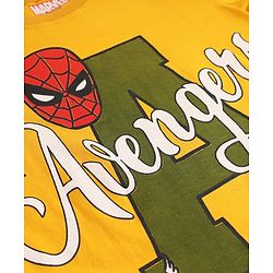 Pine Kids Marvel Single Jersey Knit Full Sleeves T-Shirt & Pyjama Night Suit With Avengers Graphics - Yellow & Olive Green