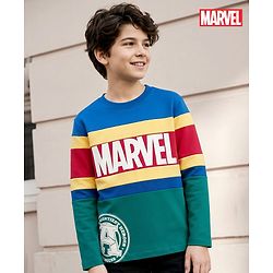 Pine Kids Marvel Single Jersey Knit Full Sleeves Cut & Sew T-Shirt with Avengers Graphic - Multicolor