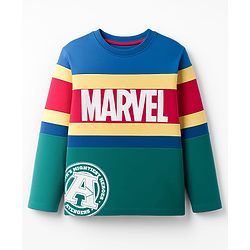 Pine Kids Marvel Single Jersey Knit Full Sleeves Cut & Sew T-Shirt with Avengers Graphic - Multicolor