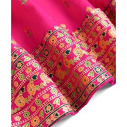 Pine Kids Viscose Woven Sleeveless Lehenga Choli & Dupatta With Floral Print & Embroidery - Pink