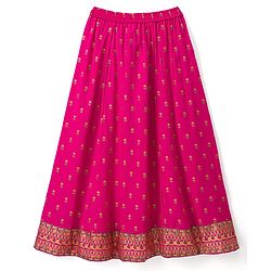 Pine Kids Viscose Woven Sleeveless Lehenga Choli & Dupatta With Floral Print & Embroidery - Pink