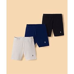 Pine Kids Cotton Lycra Knit Solid Colour Cycling Shorts Pack Of 3 (Colour May Vary)