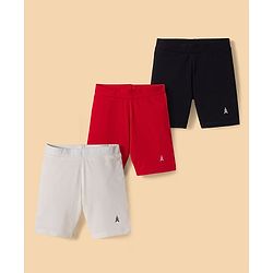 Pine Kids Cotton Lycra Knit Above Knee Length Solid Colour Shorts Pack Of 3 - Colour May Vary