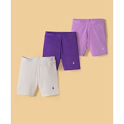 Pine Kids Cotton Lycra Knit Above Knee Length Shorts Pack Of 3 - Colour May Vary