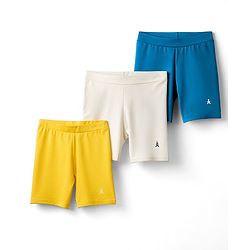 Pine Kids Cotton Lycra Knit Above Knee Length Cycling Short Pack Of 3 (Colour May Vary)