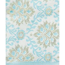 Pine Kids Woven Full Sleeves Kurta Pajama & Jacket Set With Floral Embriodery - Light Blue