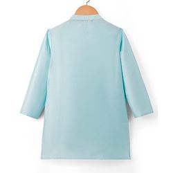 Pine Kids Woven Full Sleeves Kurta Pajama & Jacket Set With Floral Embriodery - Light Blue