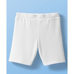 Pine Kids Cotton Lycra Solid Colour Cycling Short With Logo Print Pack Of 3 - White